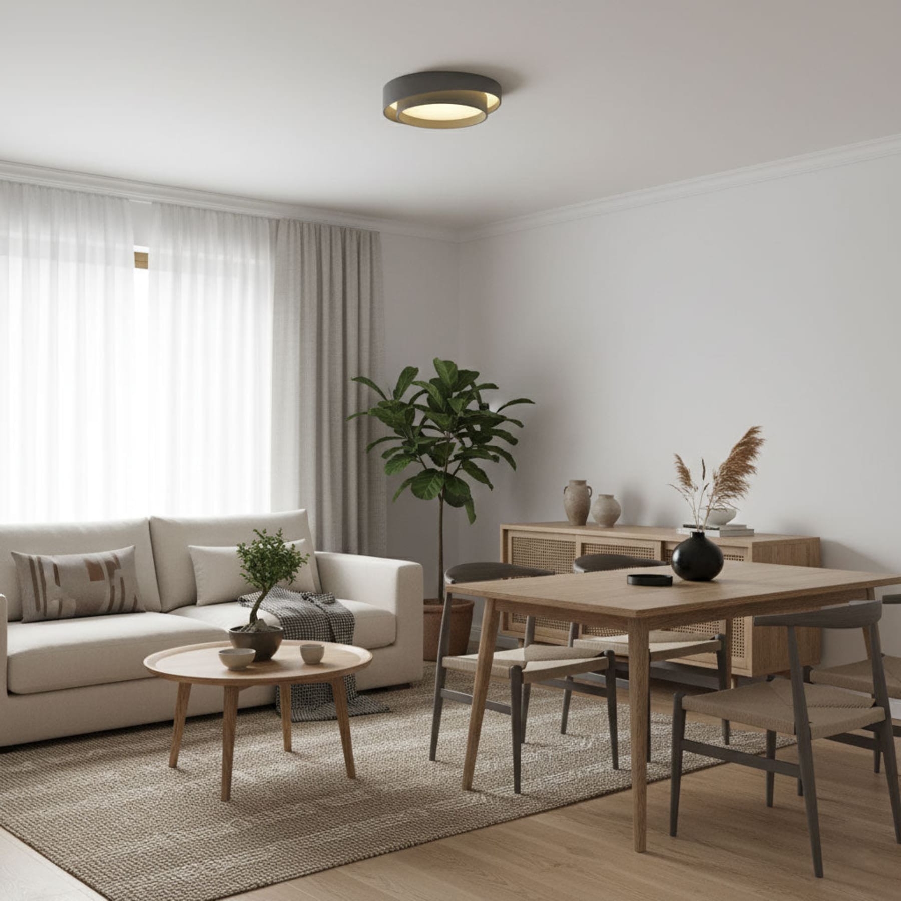 Modern Metal Flush Mount Ceiling Light With Cool Daylight Glow — Halden Lighting