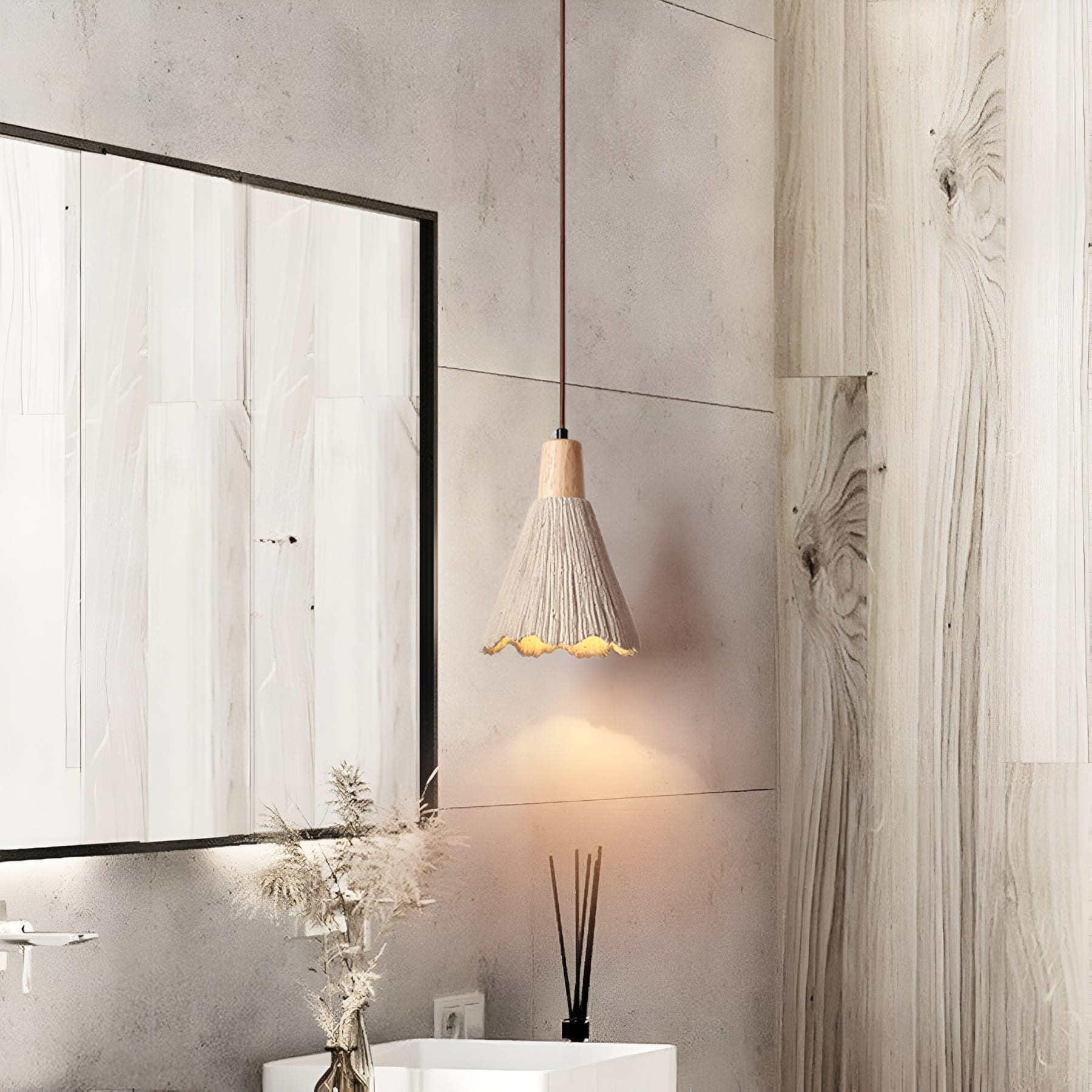 Modern Concrete Pendant Light With Warm LED Glow — Halden Lighting