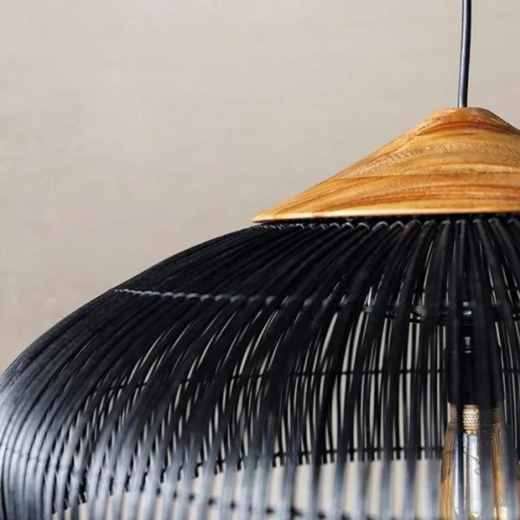 Bohemian Rattan Pendant Light With Warm LED Glow for Dining Room — Halden Lighting