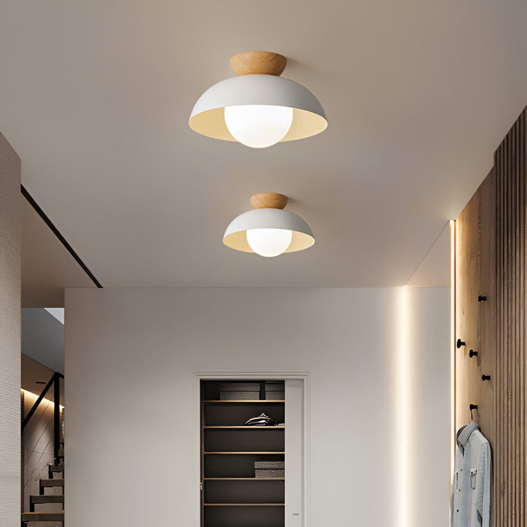 Modern Wood Semi-Flush Ceiling Light for Living Room — Halden Lighting
