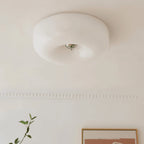 Modern Glass Flush Mount Ceiling Light for Living Room in White — Halden Lighting
