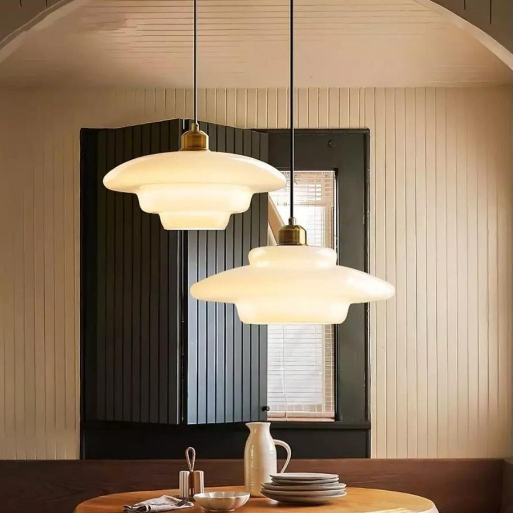Modern Glass Pendant Light With Warm LED Glow for Dining Room — Halden Lighting