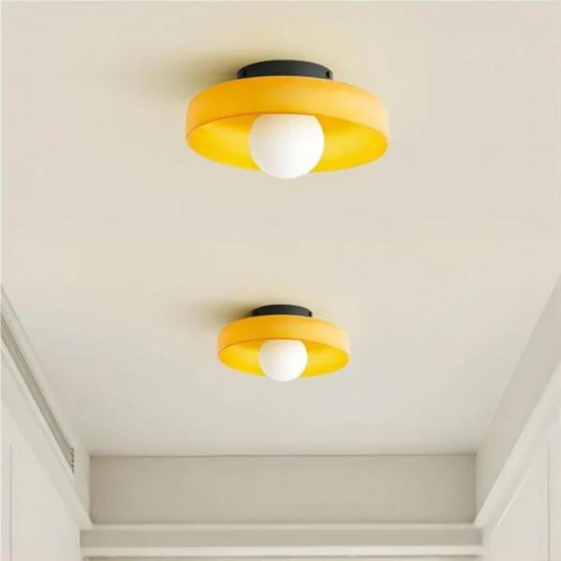 Retro Glass Flush Mount Ceiling Light With Warm LED Glow — Halden Lighting