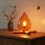 Modern Bamboo and Wood Table Lamp With Warm LED Glow — Halden Lighting