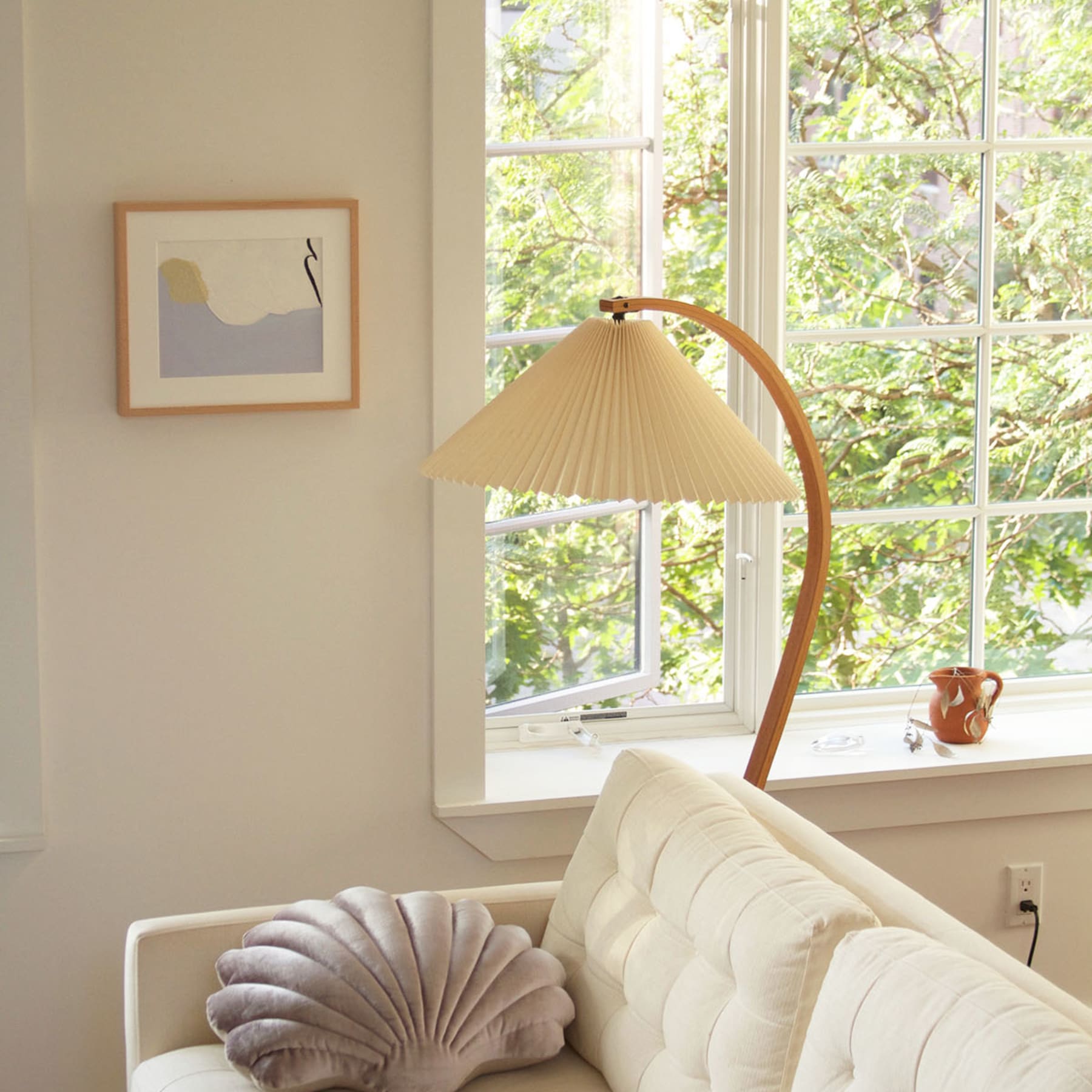 Scandinavian Wood Floor Lamp With Warm LED Glow for Living Room — Halden Lighting