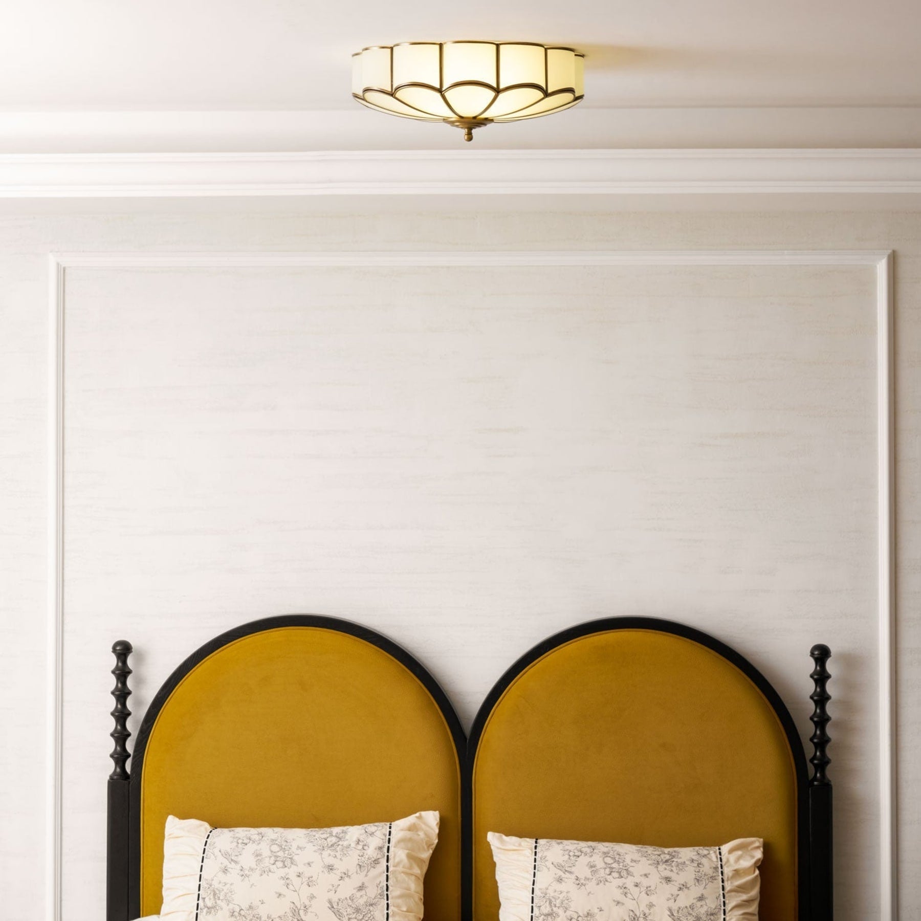 Traditional Brass Flush Mount Ceiling Light With Cool Daylight Glow — Halden Lighting
