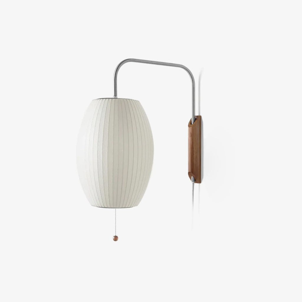 Retro Silk and Walnut Wall Light With Warm LED Glow — Halden Lighting