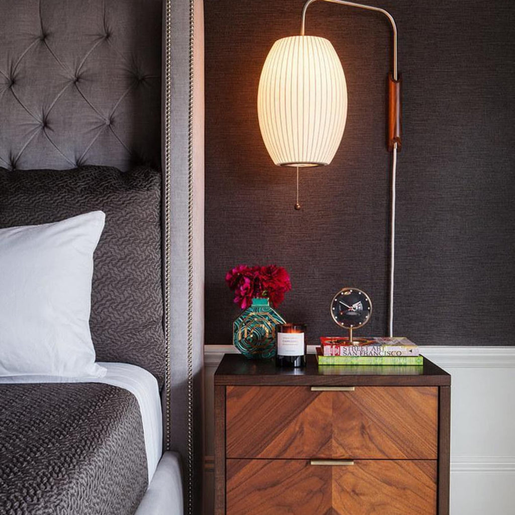 Retro Silk and Walnut Wall Light With Warm LED Glow — Halden Lighting
