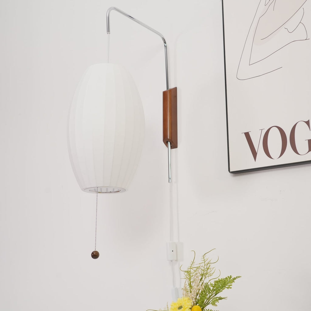 Retro Silk and Walnut Wall Light With Warm LED Glow — Halden Lighting