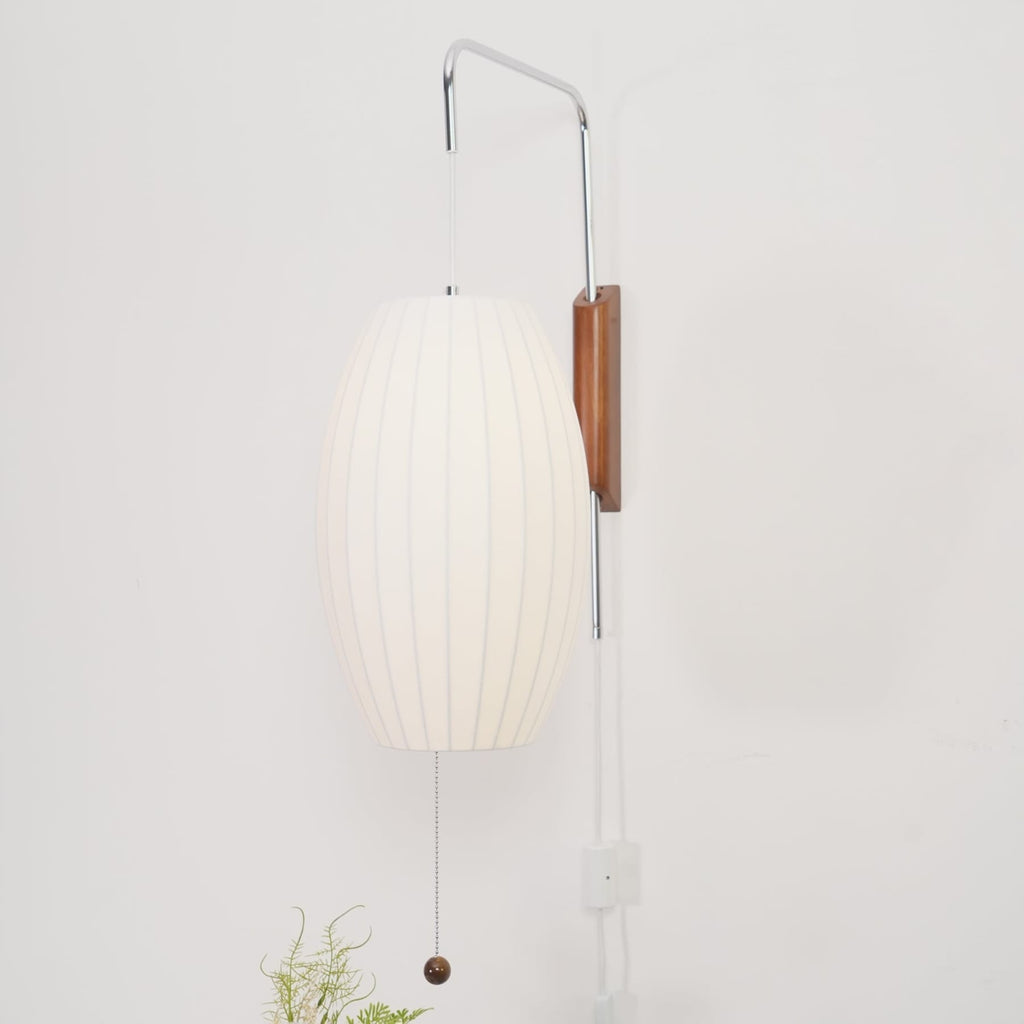 Retro Silk and Walnut Wall Light With Warm LED Glow — Halden Lighting