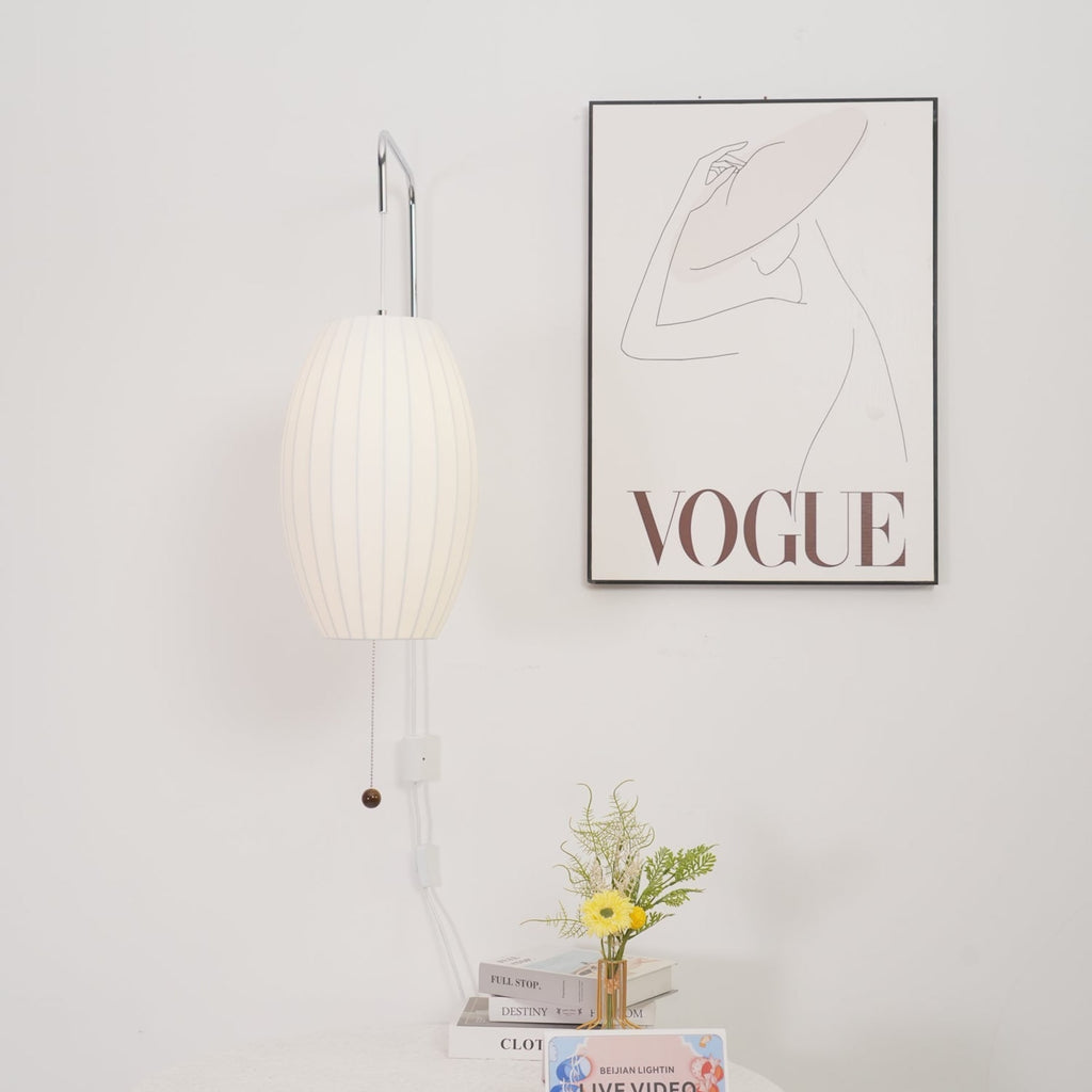 Retro Silk and Walnut Wall Light With Warm LED Glow — Halden Lighting