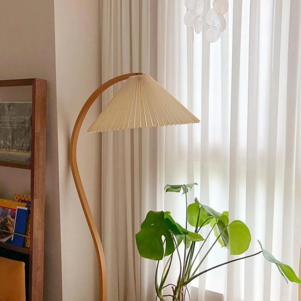 Scandinavian Wood Floor Lamp With Warm LED Glow for Living Room — Halden Lighting