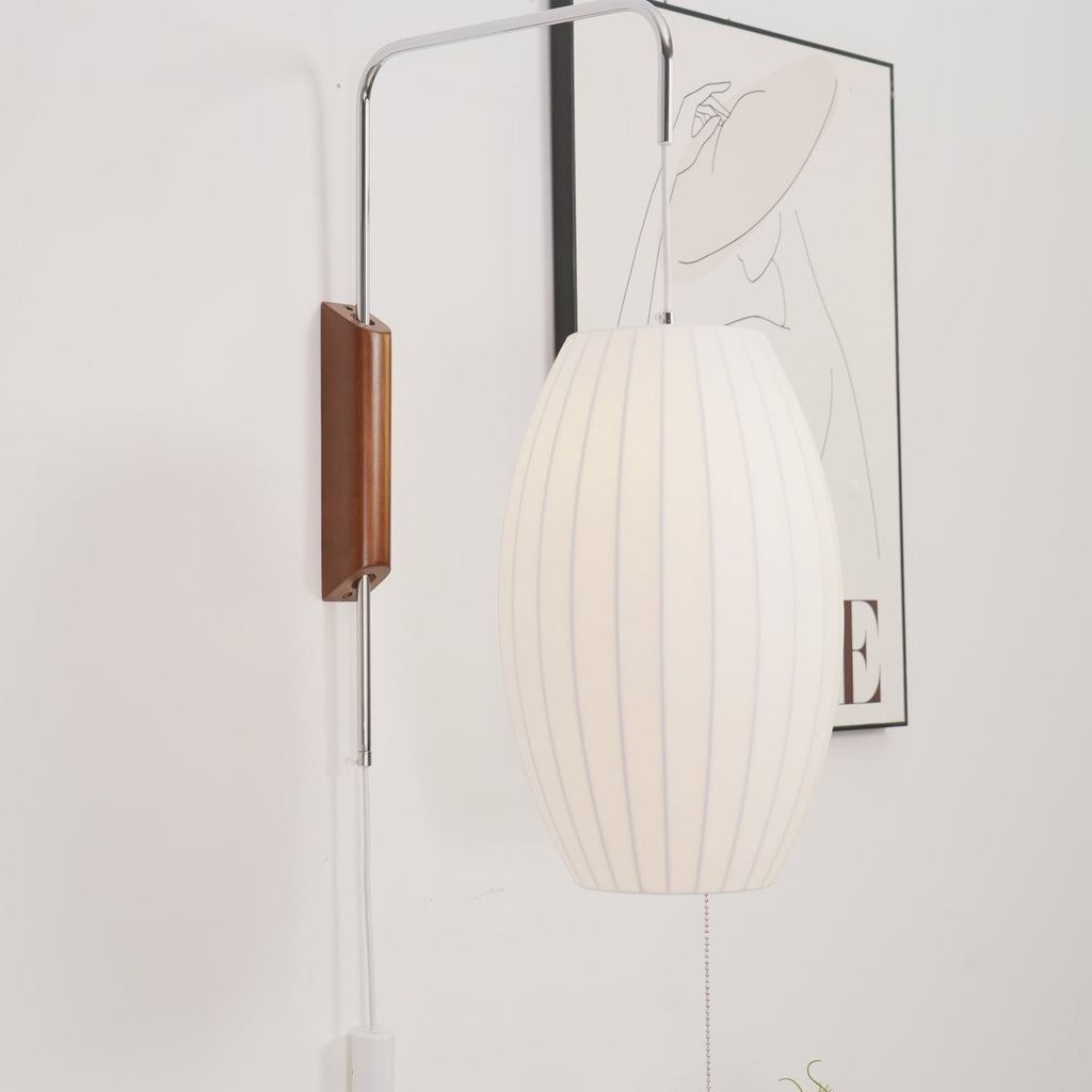 Retro Silk and Walnut Wall Light With Warm LED Glow — Halden Lighting