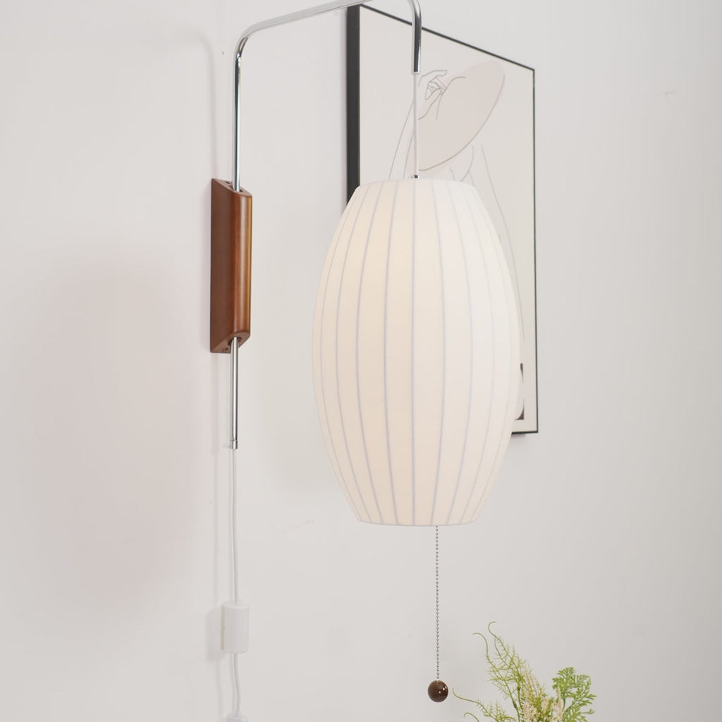 Retro Silk and Walnut Wall Light With Warm LED Glow — Halden Lighting
