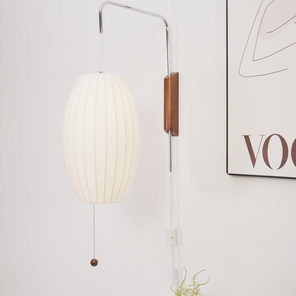 Retro Silk and Walnut Wall Light With Warm LED Glow — Halden Lighting