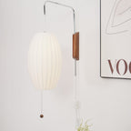 Retro Silk and Walnut Wall Light With Warm LED Glow — Halden Lighting
