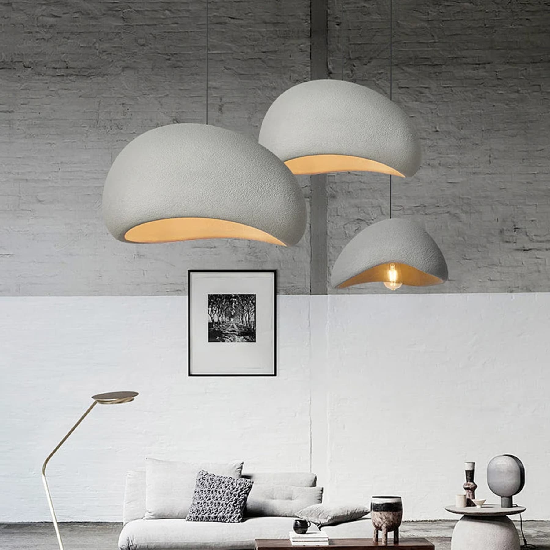 Modern Stone Pendant Light With Matte Finish for Living Room — Halden Lighting