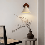 Travertine And Walnut Wall Light For Living Room — Halden Lighting