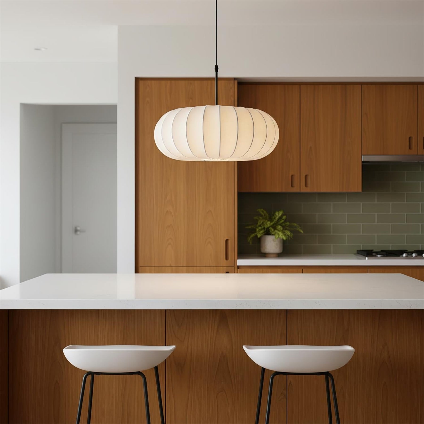 Modern Fabric Pendant Light for Living and Dining Rooms — Halden Lighting