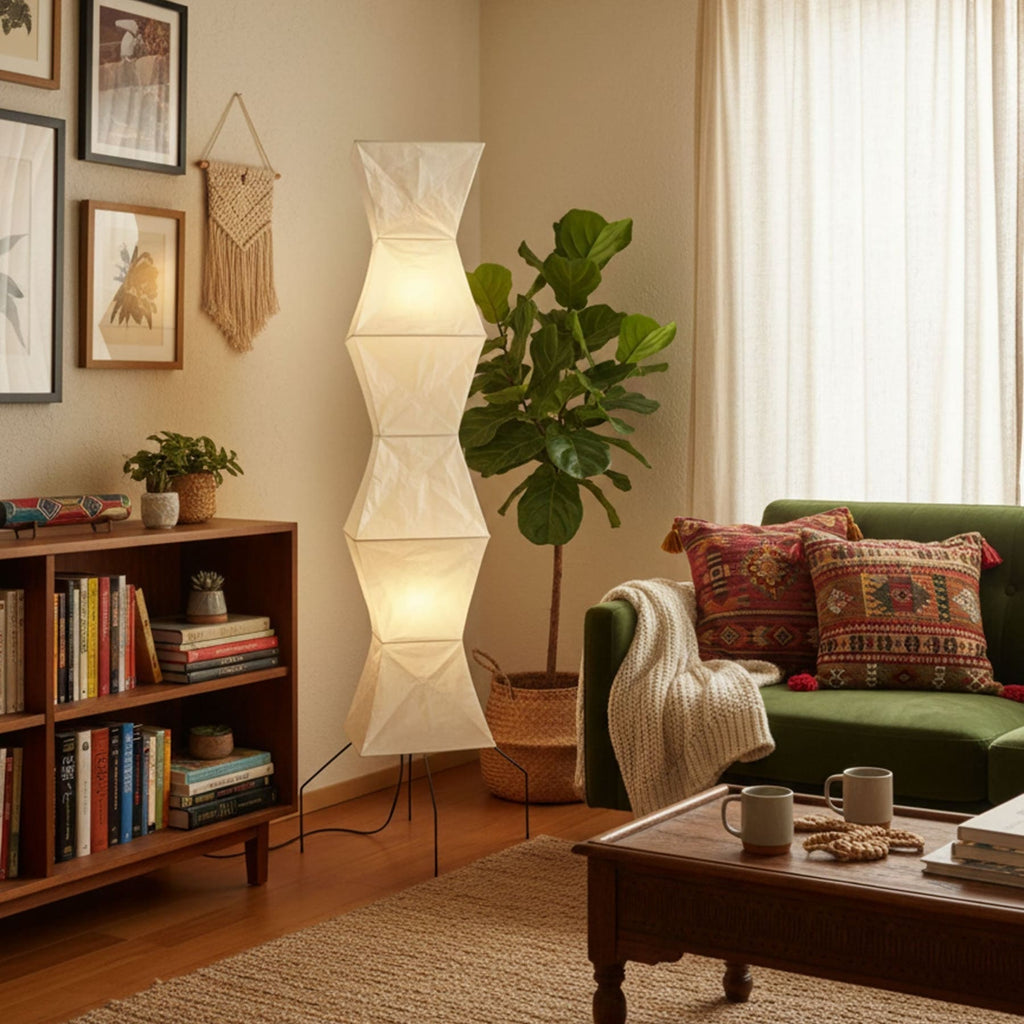 Modern Rice Paper Floor Lamp for Living Room and Bedroom — Halden Lighting