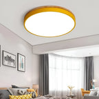 Modern Wood Flush Mount Ceiling Light With Remote Dimming — Halden Lighting