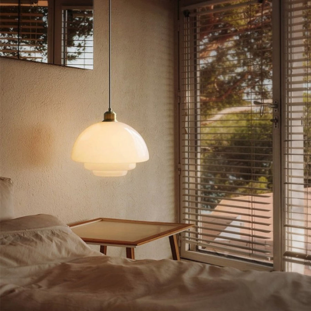Modern Glass Pendant Light With Warm LED Glow for Dining Room — Halden Lighting