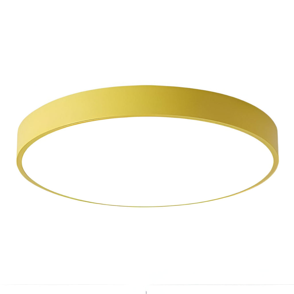 Modern Metal Flush Mount Ceiling Light With Stepless Dimming in Yellow — Halden Lighting