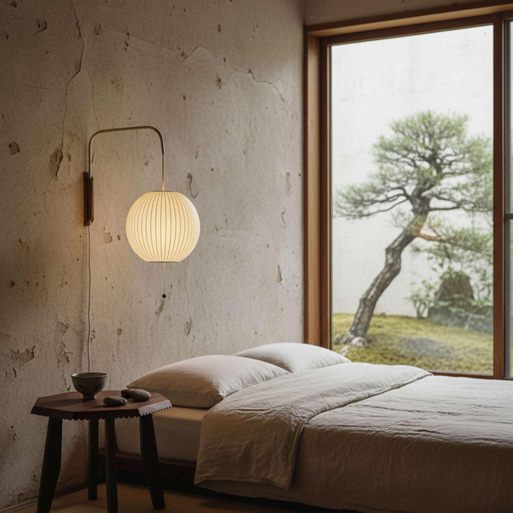 Retro Silk and Walnut Wall Light With Warm LED Glow — Halden Lighting