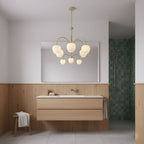 Retro Metal And Glass Chandelier With Included Bulbs For Living Room — Halden Lighting