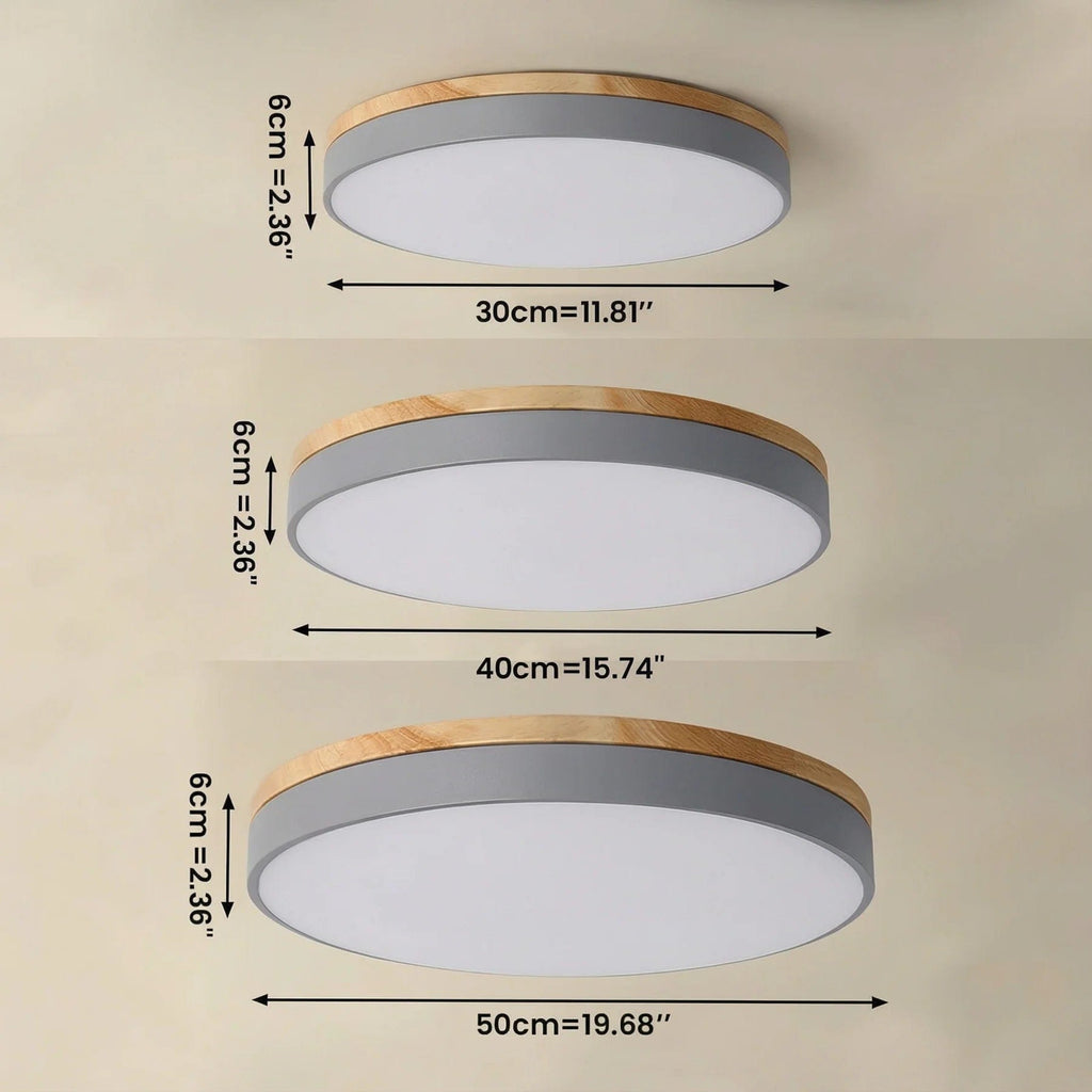 Modern Wood Flush Mount Ceiling Light With Remote Dimming — Halden Lighting