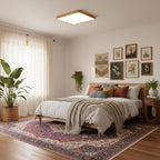 Scandinavian Wood Flush Mount Ceiling Light With Slim Profile — Halden Lighting