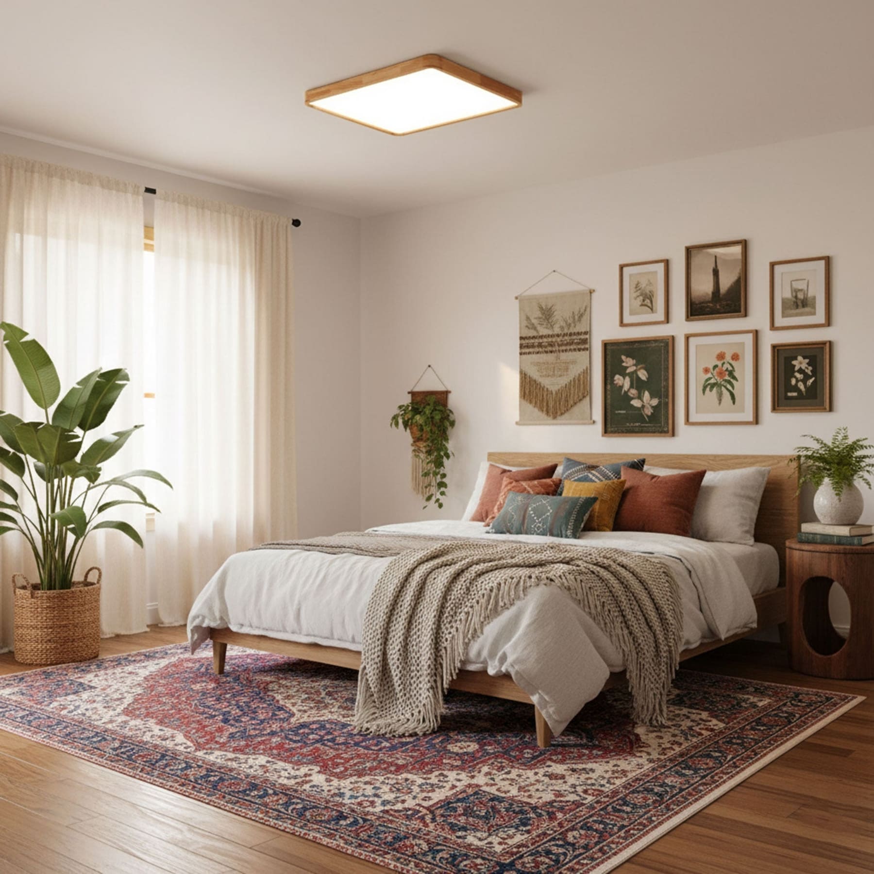 Scandinavian Wood Flush Mount Ceiling Light With Slim Profile — Halden Lighting