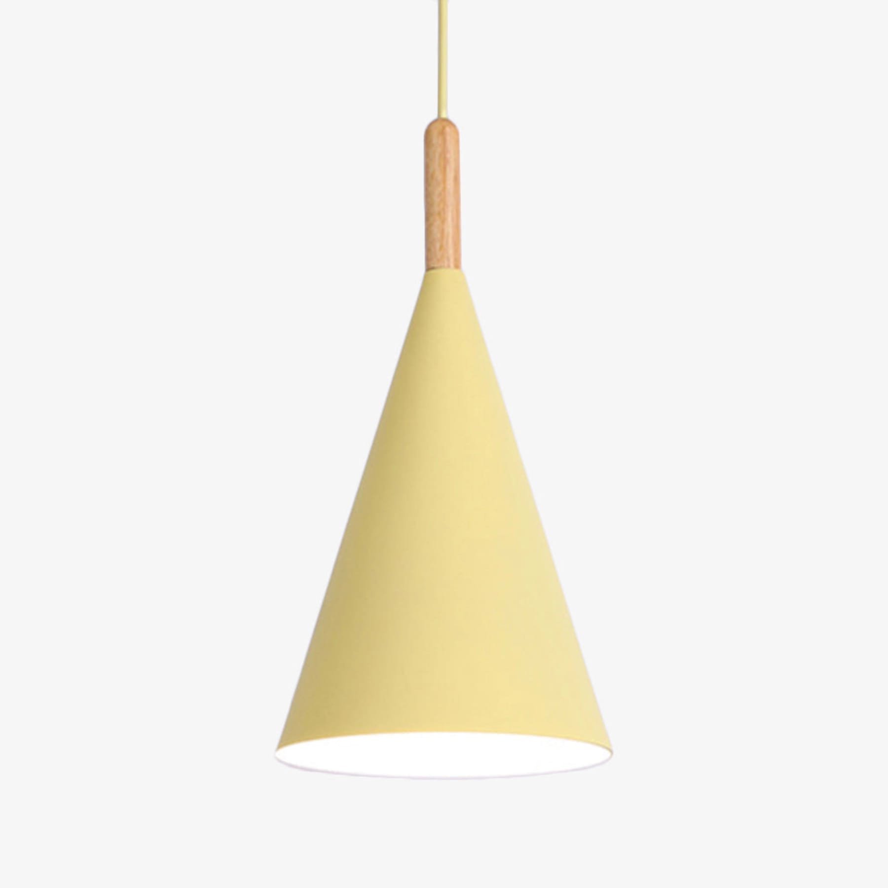 Scandinavian Wood Pendant Light With Warm Tri-Colour Glow in Yellow — Halden Lighting