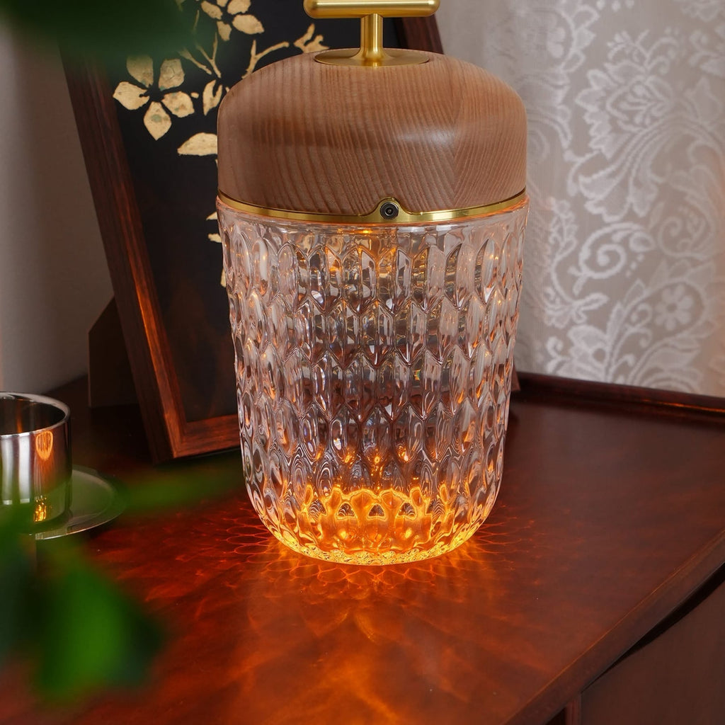 Modern Glass Table Lamp With USB Plug-In Convenience — Halden Lighting