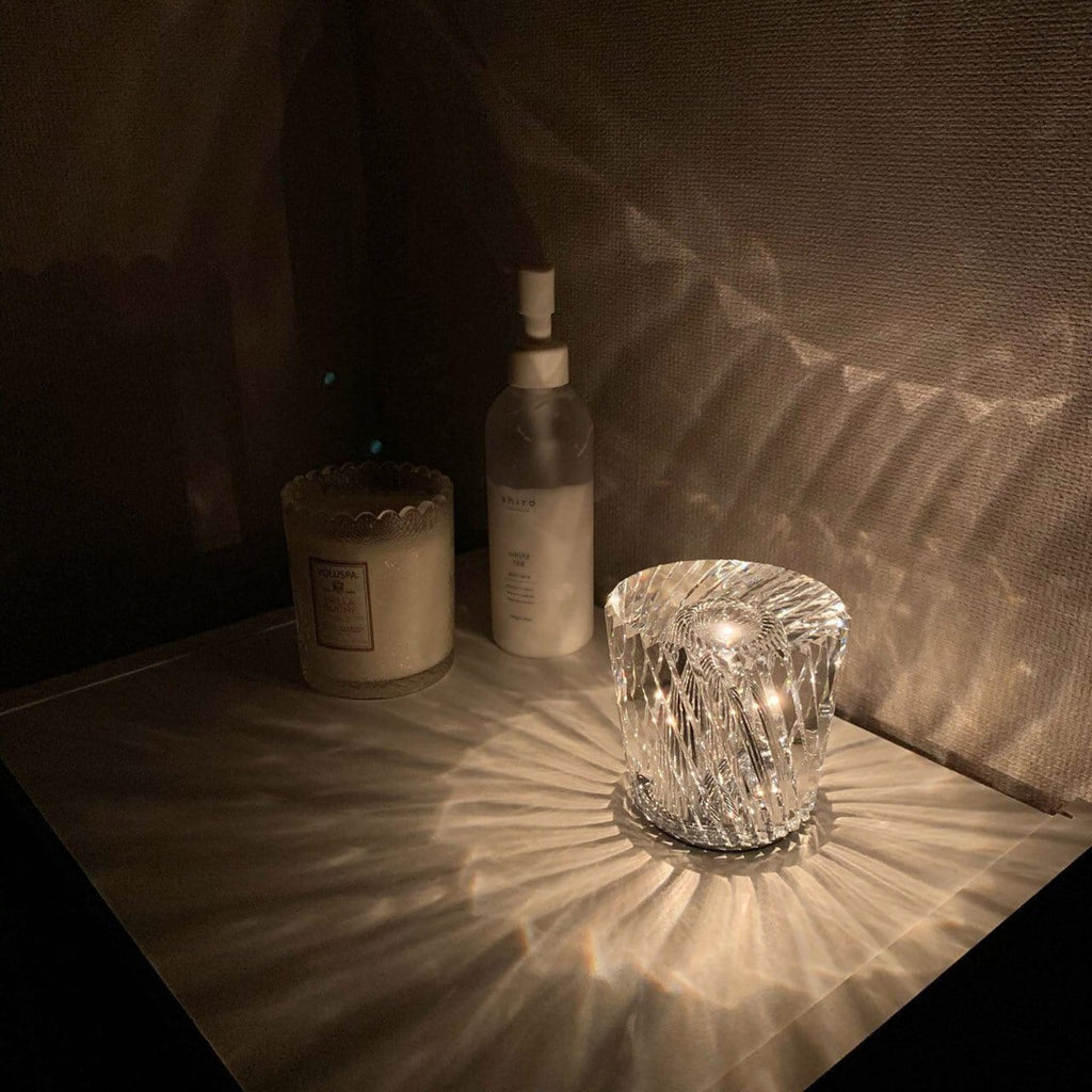 Modern Crystal Table Lamp With Warm LED Glow for Living Room — Halden Lighting