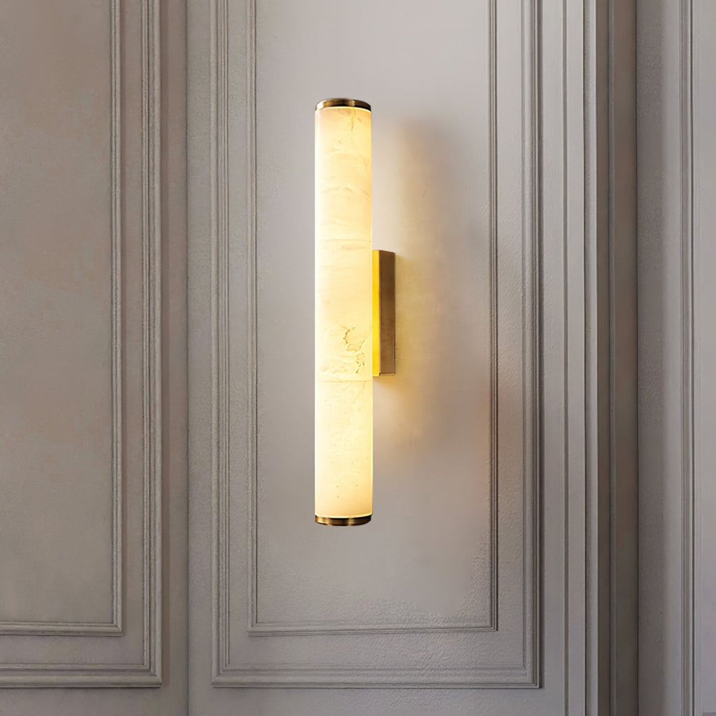 Modern Marble and Copper Wall Light With Warm LED Glow — Halden Lighting