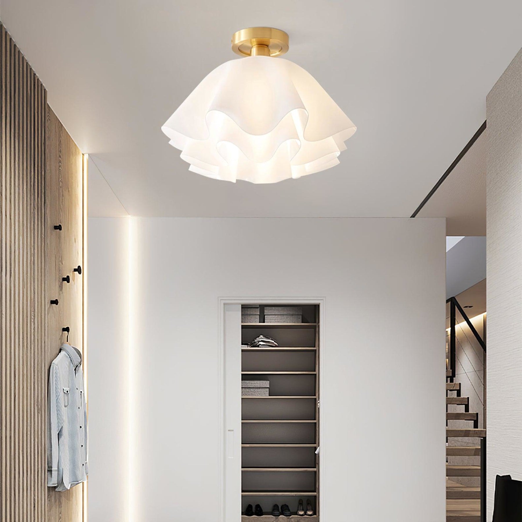Modern Copper and Acrylic Semi-Flush Ceiling Light With Dimmable Glow — Halden Lighting