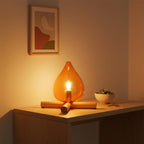 Modern Bamboo and Wood Table Lamp With Warm LED Glow — Halden Lighting
