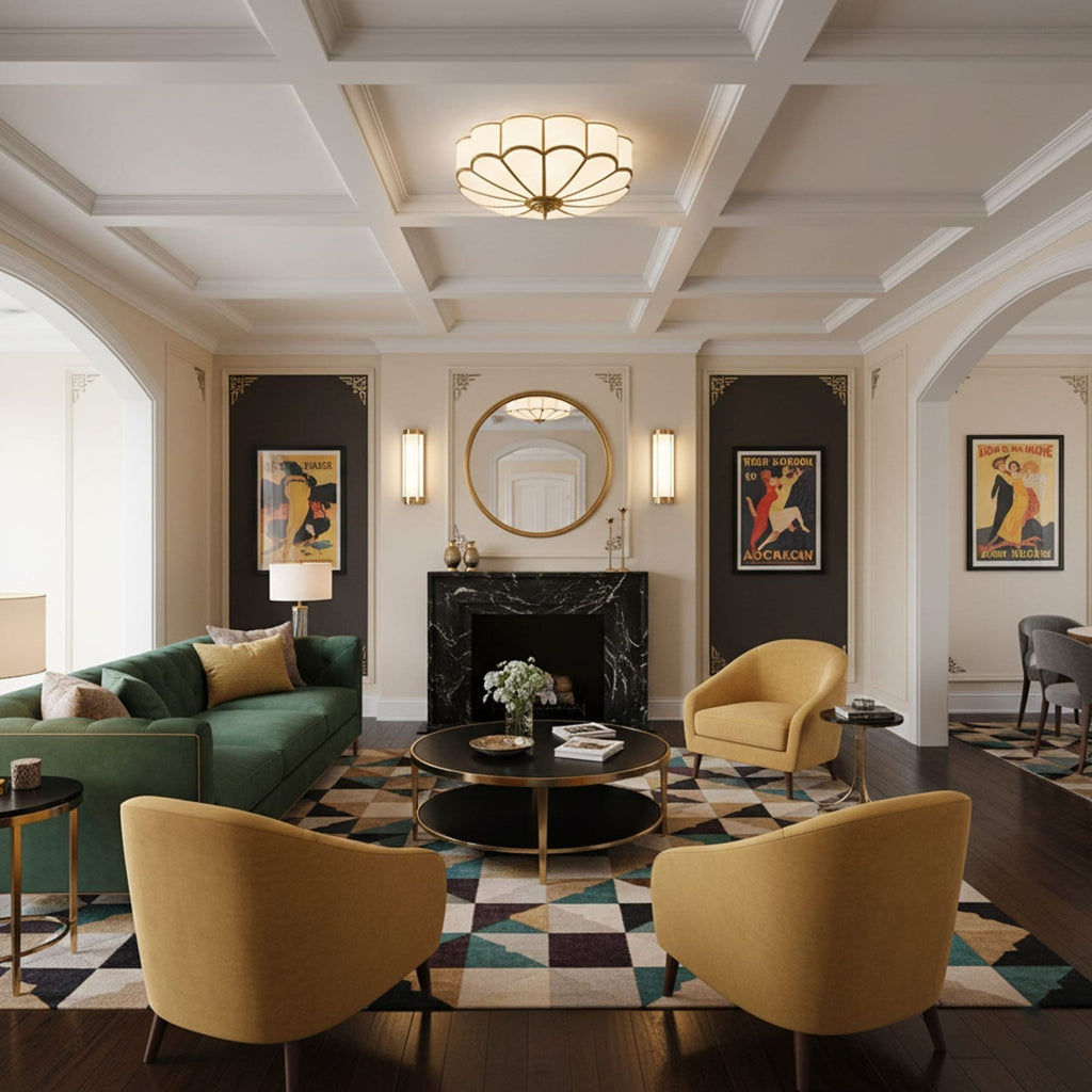 Traditional Brass Flush Mount Ceiling Light With Cool Daylight Glow — Halden Lighting