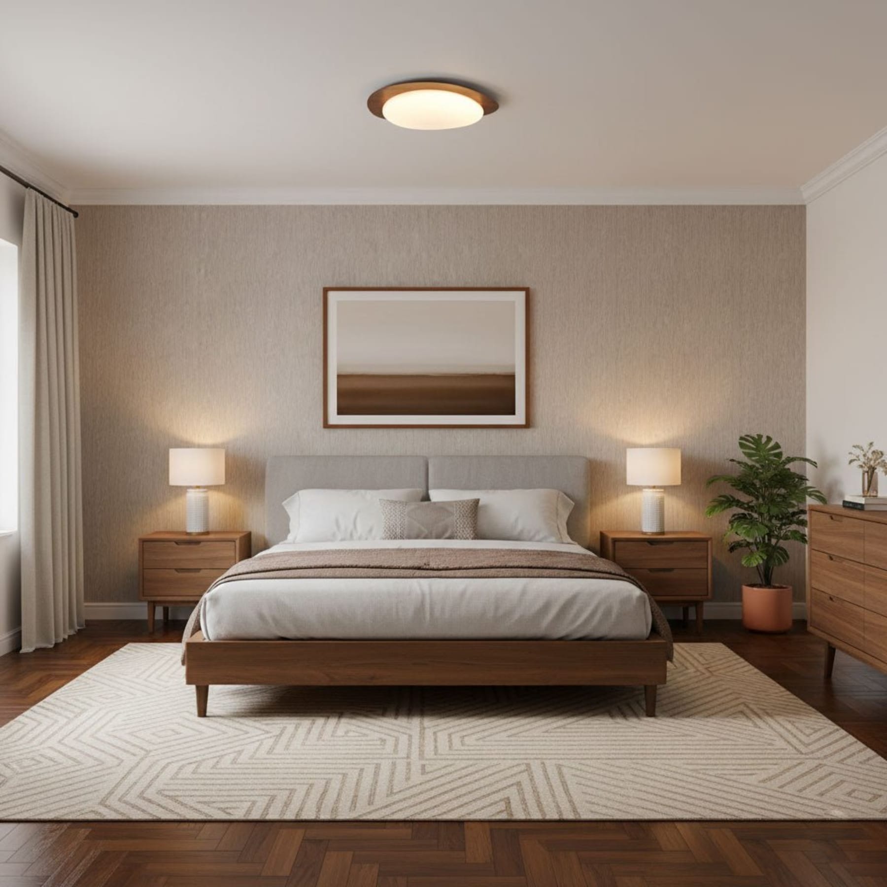 Scandinavian Wood Flush Mount Ceiling Light for Living Room — Halden Lighting