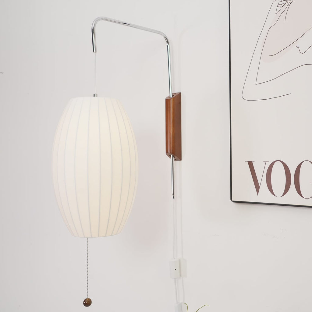 Retro Silk and Walnut Wall Light With Warm LED Glow — Halden Lighting