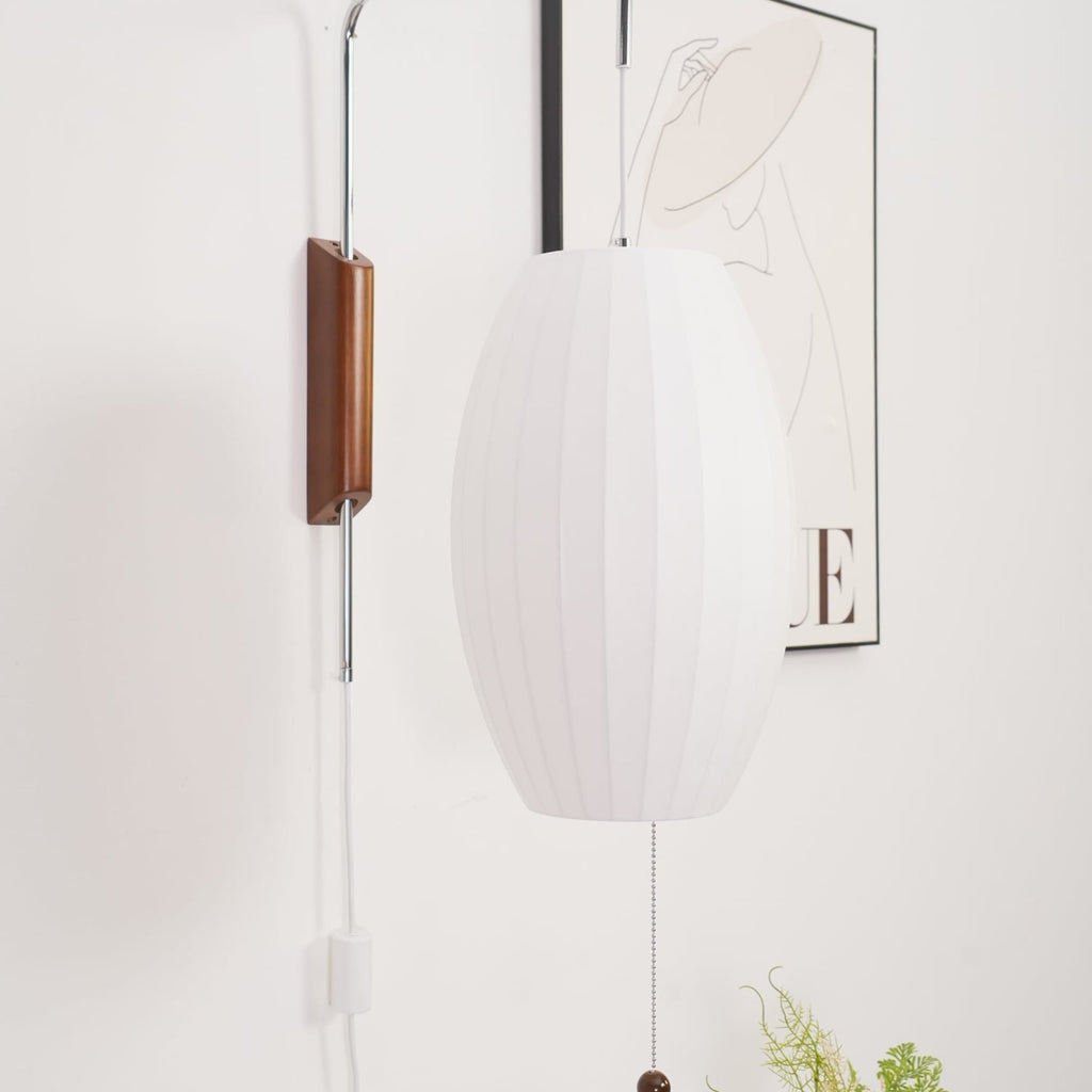 Retro Silk and Walnut Wall Light With Warm LED Glow — Halden Lighting