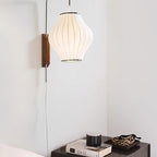 Retro Silk and Walnut Wall Light With Warm LED Glow — Halden Lighting