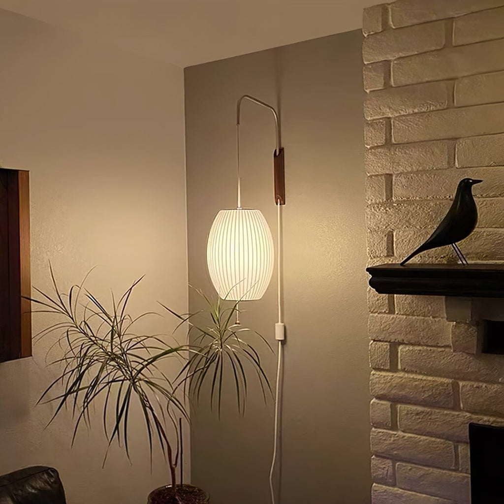 Retro Silk and Walnut Wall Light With Warm LED Glow — Halden Lighting