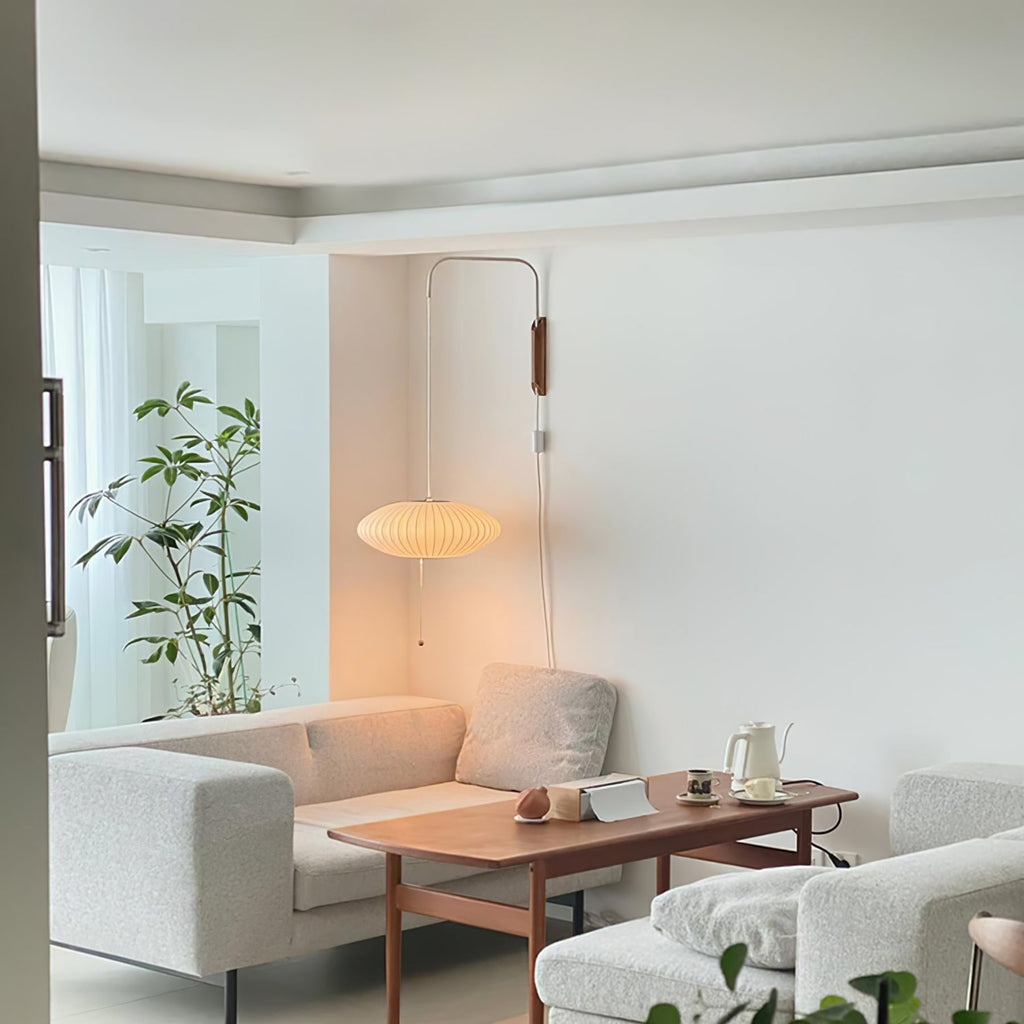 Retro Silk and Walnut Wall Light With Warm LED Glow — Halden Lighting