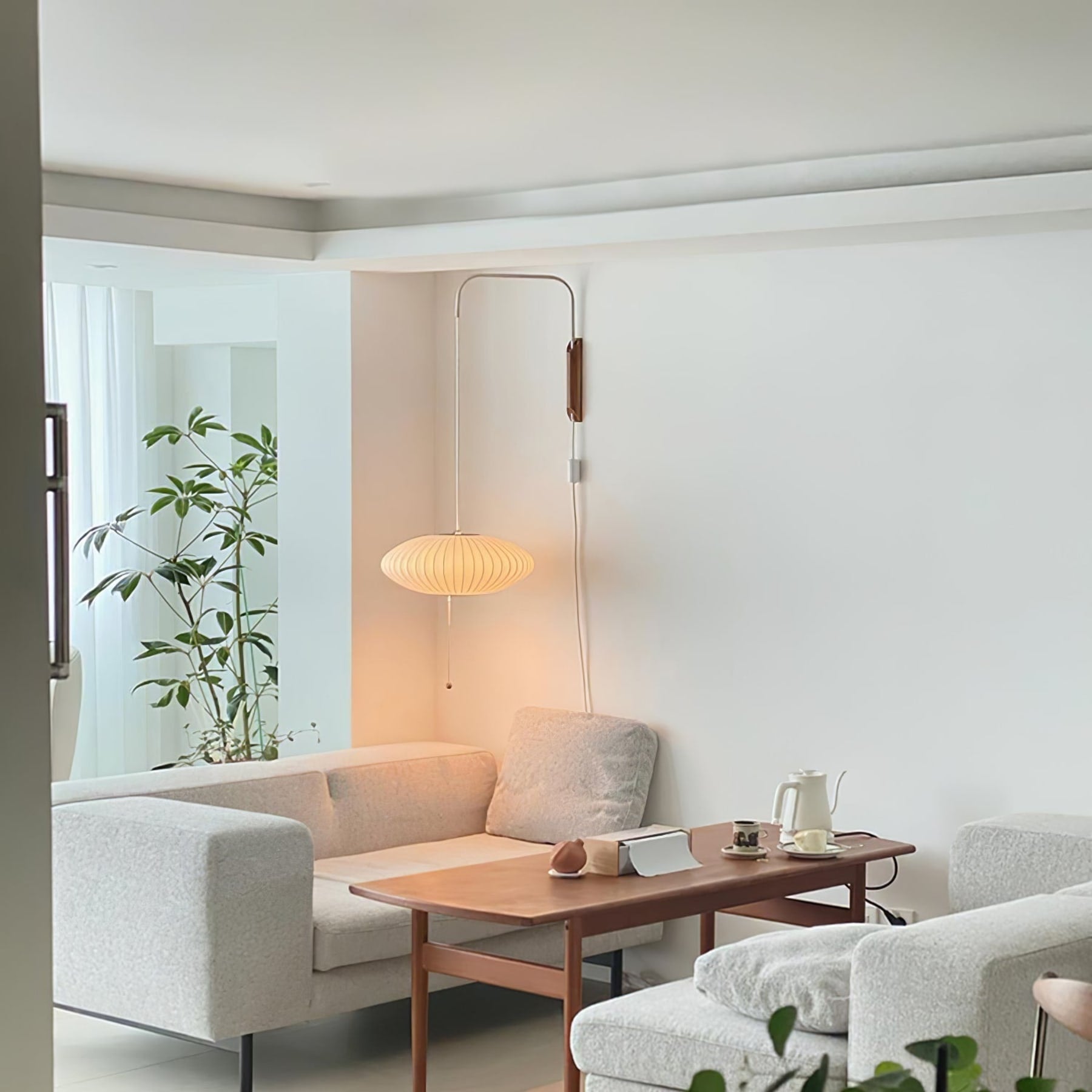 Retro Silk and Walnut Wall Light With Warm LED Glow — Halden Lighting