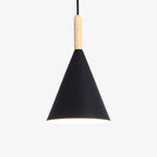 Scandinavian Wood Pendant Light With Warm Tri-Colour Glow in Black — Halden Lighting
