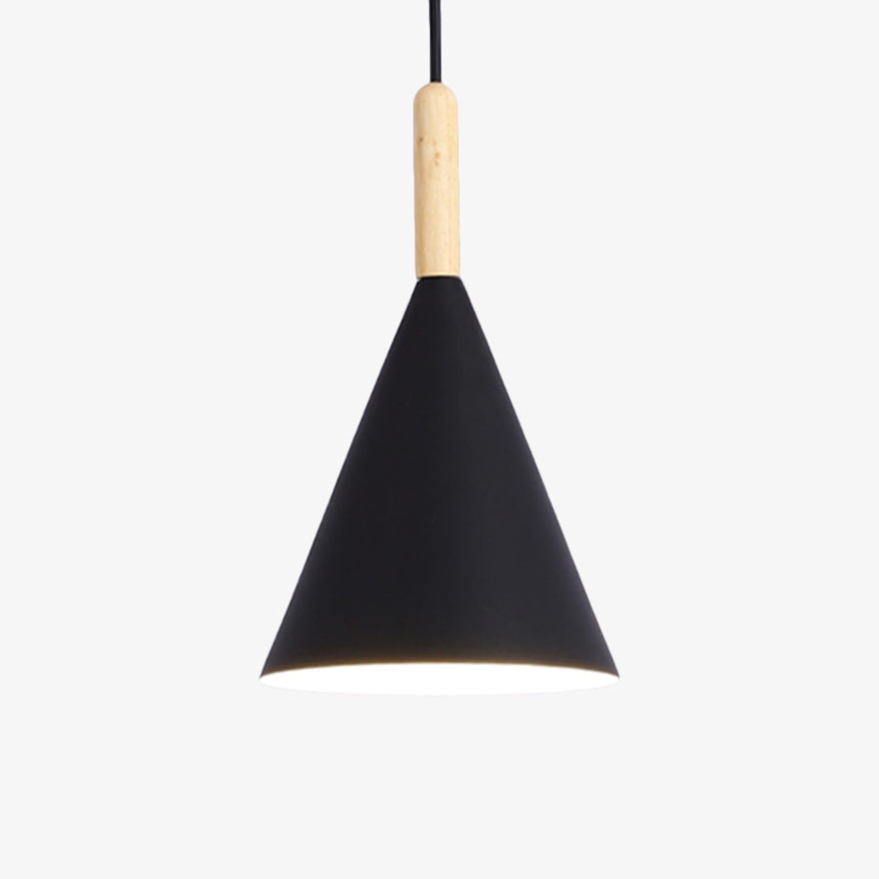 Scandinavian Wood Pendant Light With Warm Tri-Colour Glow in Black — Halden Lighting