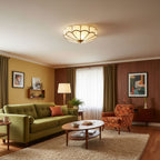 Traditional Brass Flush Mount Ceiling Light With Cool Daylight Glow — Halden Lighting