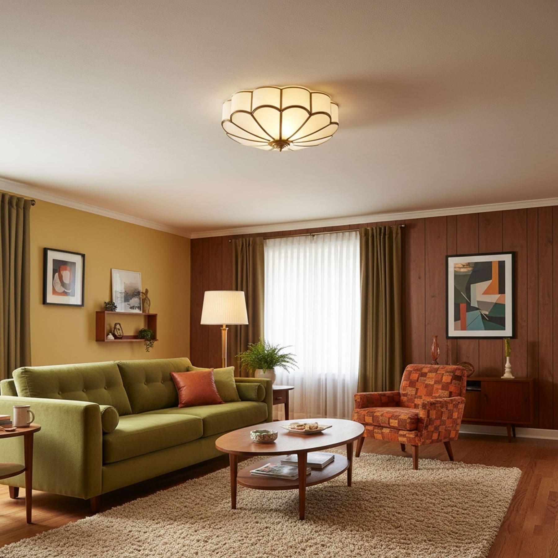 Traditional Brass Flush Mount Ceiling Light With Cool Daylight Glow — Halden Lighting